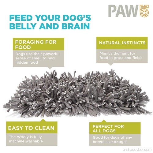 Durable and Machine Washable Easy to Fill Perfect for Any Breed 12 x 18 - Grey Feeding Mat Fun to Use Design Wooly Snuffle Mat Feeding Mat for Dogs Encourages Natural Foraging Skills 
