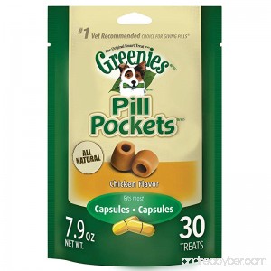 GREENIES PILL POCKETS Treats for Dogs Chicken Flavor - Capsule Size 7.9 oz. 30 Treats -