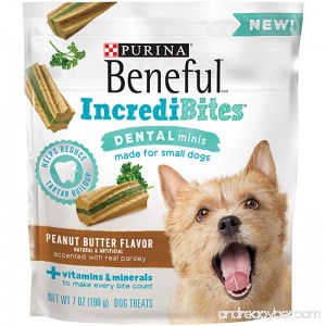 Purina Beneful IncrediBites Dental Minis Peanut Butter Flavor Dog Treats - (1) 7 oz. Pouch - B06XFH7XLK