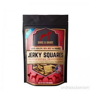 Gourmet Jerky Dog Square Treats - Slowly Roasted Soft & Yummy. Only Six Ingredients Made in the USA - Healthy Jerky Squares - 16 oz. Bag (Beef) - B076XTBKT5