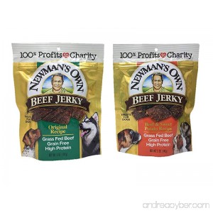 Newman's Own Beef Jerky Treats for Dogs Bundle of 2 Flavors Original Recipe and Beef & Sweet Potato Recipe 5oz each - B07CBCWSZZ