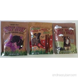 Trader Joe's Dog Treats - 3 Packages - (1 Chicken Jerky Strips 1 Chicken and Brown Rice Sticks 1 Beef Jerky Strips) - B00M6DYOB0