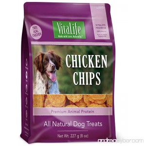 VitaLife Jerky Dog Treats - Natural Grain Free Chicken Chips 8 oz - B009R6B19C