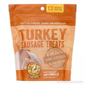 Happy Howie's Turkey Sausage Dog Treat 4 Baker's Dozen (13 Count) 10 Ounces - B00U74J3N4