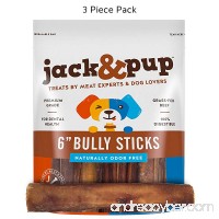 Jack&Pup 6-inch Premium Grade Odor Free Bully Sticks Dog Treats [EXTRA-THICK]  (3 Pack) – 6” Long All Natural Gourmet Dog Treat Chews – Fresh and Savory Beef Flavor – 30% Longer Lasting - B075FZB729