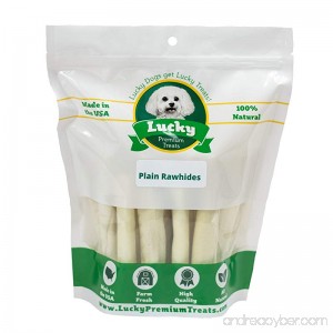 Lucky Premium Treats Rawhide Chews for Medium Breed Dogs Natural Dog Treats Made in USA Only - B01M1RFZTU