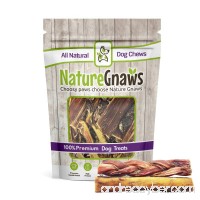 Nature Gnaws 100% Natural Bully Sticks - Combo Pack - (3) Braided & (3) Large Bully Sticks (6 total pieces) 5-6 inch - Oven-Baked Grass-Fed Free-Range Premium Beef Dog Chews - B078F9WCW7