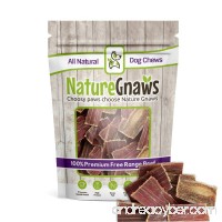 Nature Gnaws Beef Jerky Bites 3-4" (20 Pack) - 100% All-Natural Grass-Fed Free-Range Premium Beef Dog Chews - B072Q4STSL