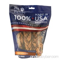 Pet Factory 78128 Beefhide | Dog Chews 99% Digestive Rawhides To Keep Dogs Busy While Enjoying 100% Natural Peanut Butter Flavored Braids Pack Of 6 In 7-8 Size Made In USA - B075T63FVX