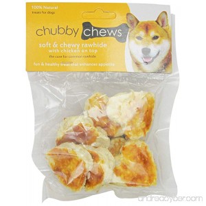 Chubby Chews Soft and Chewy Rawhide Treats with Real Chicken on Top 2-Inch Heart Shape 3-Ounce Bag - B007KIWZ30
