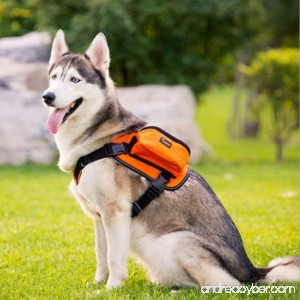 Paw Essentials Adjustable Saddle Bag Dog Backpack Carrier with Harness for Medium to Large Dogs for Traveling Hiking and Camping (Orange Large - neck:19.5 - 27.5in chest:27.5 - 38.5inches) - B072YNJZ24