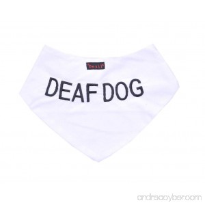 DEAF DOG White Dog Bandana quality personalised embroidered message neck scarf fashion accessory Prevents accidents by warning others of your dog in advance - B012VVC1DE