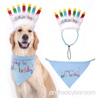 EXPAWLORER Dog Birthday Bandana with Birthday Candle Headband - Pet Birthday Gift Decorations Set  Soft Scarf & Adorable Hat for Party Accessory - B07DW26BMK