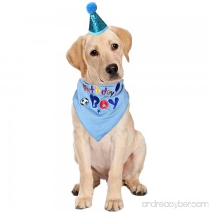 Ggkidsfunpet Dog Birthday Bandana Triangle Bibs Scarf Accessories with Hat for Pets Boys - B07FJ772GT