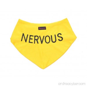 NERVOUS Yellow Dog Bandana quality personalised embroidered message neck scarf fashion accessory Prevents accidents by warning others of your dog in advance - B012VVBF2M