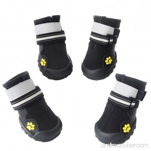 Asmpet Dog Boots Waterproof Shoes with Reflective and VelcroRugged Velcro Anti-Slip Sole 4pcs - B073ZCLHRR
