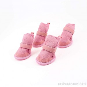 ETOPSTECH Pink Nonslip Sole Velcro Booties Pug Dog Chihuahua Shoes Boots 2 Pair XXS - B00EDKN29O