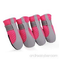 Hdwk&Hped Summer Dog Paw Protector Dog Booties Breathable Mesh Flexible Velcro Strap Anti-slip PU Sole Dog Walking Shoes Dog Boots for Small Dog Puppy Cat Rose-carmine Sizes #40-#55 - B07DNKP461