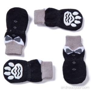 Luckymore 4 Pcs Anti-Slip Pet Dog Cat socks/Paw Protector/Traction Control for Indoor Wear Knitted Pet Dog Cat Socks Rubber Reinforcement - B07DN9KX9M
