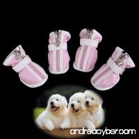 SIKIWIND 4 Pcs Dog PU Waterproof Shoes Comfortable Pet Dog Boots(Pink No.5) - B07CVXR28W