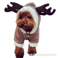 LUCKSTAR Dog Clothes - Pet Clothes Elk Costume Christmas Elk Moose Cool Cute Pet Cosplay Soft Warm Coral Fleece Pet Hoodie Coat Winter Clothing Jumpsuit for Christmas Party Gifts Pet Supplies - B0761P68TX