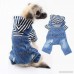 Miss Pet Vintage Blue Striped Jeans Washed Denim Jacket Jumpsuit Dog Hoodie Clothes for Small Medium Large Pet Dog XS-XXL - B073BF7RF6