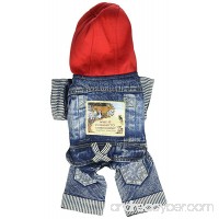 SMALLLEE LUCKY STORE Pet Small Dog Cat Clothes Fleece Denim Coat Jacket Jumpsuit Hooded Costume - B019SVN29W