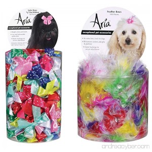 Aria Dot Ribbon Bows for Dogs 100-Piece Canisters and Feather Bows for Dogs 100-Piece Canisters - B01LO5RWKU