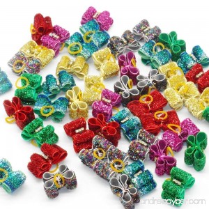 Beirui Bling Dog Topknot Bows - Crystal Rhinestone Studded Cute Dog Hair Bows - Sparkly Nylon Pet Grooming Accessories for Long Hair Dog & Kitten 20pcs - B01C6LOUCY