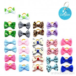 Carykon 30 PCS Pet Hair Bow with Rubber Bands for Yorkie Small dogs assorted colors - B07C2KFKY9