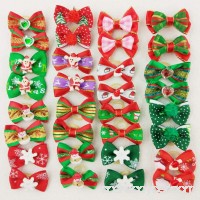 Hixixi 24pcs/12pairs Pet Dog Christmas Samll Hair Bows With Rubber Bands Xmas Cat Puppy Grooming Accessories - B01MPWCMKZ