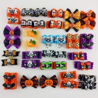Hixixi 24pcs/12pairs Pet Dog Hair Bows Halloween Designs Puppy Grooming Bows Hair Accessories with Rubber Bands - B01JNPOHHO