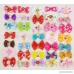 Hixixi 50pcs/25 pairs Pet Cat Dog Hair Bows Rhinestone Beads Flowers Topknot With Rubber Bands Puppy Hair Accessories Mix Color Random - B07DXLJLWV