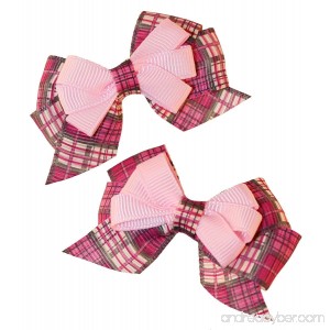 MuttNation Fueled by Miranda Lambert Pink Plaid Dog Bow Set for Dogs 2 Bows One Size Pink - B01KD7QQX4