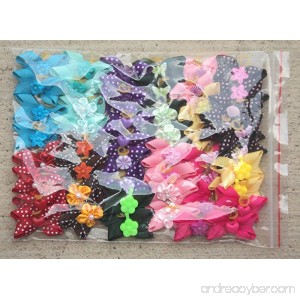 Pack of 50 Dog Hair Bows for All Seasons - Unique 4-corner design with center decoration - B00A91PDOS
