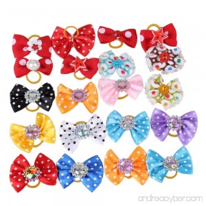 Pet Dog Hair Bows Accessories With Rubber Bands Pack Of 20 - B00P8UW7LW