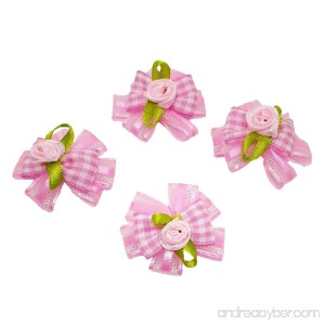 PET SHOW 3D Flower Hair Bows Ribbon Headdress for Small Dogs Grooming Accessories with Rubber Bands Color Pink Pack of 20 - B06XTL4CRH
