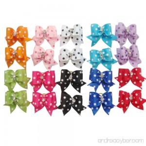 PET SHOW Dot Hair Bows with Rubber Bands Pet Hair Bows Cat Puppy Grooming Accessories Assorted Color Assorted Pack of 10 - B011I2RB0U