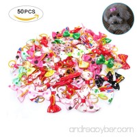 Tangser Pet Dog Hair bows with rubber bands  Cute Yorkie Teddy Bear Pet Hair Clips  Multicolor Flowers Topknot Puppy Hair Accessories Mix Color Random（Pack of 50） - B07C8CQ45S