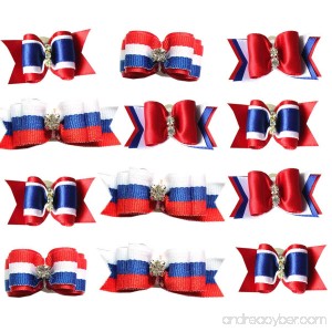 Yagopet 20pcs/10pairs US Independence Day Dog Hair Bows Rubber Bands the fourth of July Small Bowknot Pet Grooming Products Accessories - B0722QG8VH