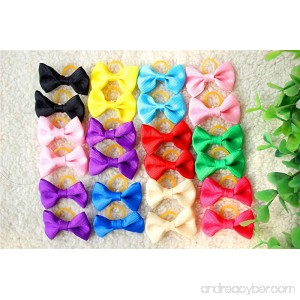 Yagopet 60pcs/30pairs Popular Dog Hair Bows Mixed Solid Colors Topknot with Rubber Bands Durable Small Bowknot Pet Grooming Products Dog Hair Accessories - B0195ZNP8Y