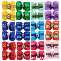 YOY 24PCS/12 Pairs Adorable Grosgrain Ribbon Pet Dog Hair Bows with Rubber Bands - Puppy Topknot Cat Kitty Doggy Grooming Hair Accessories Bow knots Headdress Flowers Set for Groomer - B07CJM56SR