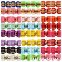 YOY 48PCS/24 Pairs Adorable Grosgrain Ribbon Pet Dog Hair Bows with Rubber Bands - Puppy Topknot Cat Kitty Doggy Grooming Hair Accessories Bow knots Headdress Flowers Set for Groomer - B07CJMH7G1