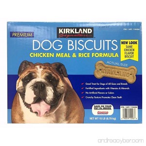 Kirkland Signature Premium Dog Biscuits Chicken Meal & Rice Formula 15 LB - B078K4WK3L