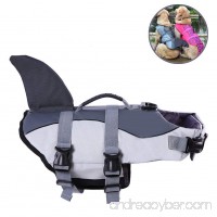 Albabara Ripstop Adjustable Dog Life Jacket with Rubber Handle Pet Puppy Saver Swimming Water Life Vest Preserver Flotation Aid Buoyancy Fish and shark Style with fin for Small Medium  Large Dogs - B07B3WCGWP