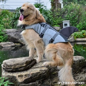 Dog Life Jacket Vest Saver Safety Swimsuit Preserver with Reflective Stripes/Adjustable Belt Fish Style Floatation Vest Brighted Colour Easy Handle for Small Medium Large Breeds - B07C4VDZCN