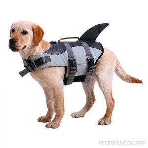 NACOCO Dog Life Jacket Shark Vest Pet Swimsuit Preserver - B07BHK9HWX