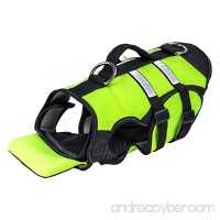 Pawaboo Dog Life Jacket  Duarable Adjustable Soft Padded Reflective Neoprene Pet Life Saver Vest Coat Life Preserver with Handle on TOP for Dog or Cat  Fluorescence Green and Black - B078X9RHLS