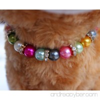 3 Sizes Handmade Cat Dog Necklace Jewelry with Bling Rhinestone Colorful Pearls Gorgeous for Pets Cats Puppy Dogs Puppy Chihuahua Yorkie Girl Costume Outfits  Adjustable Dog Collar - B015A9MDL4