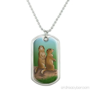 Graphics and More Pair of Prairie Dogs Military Dog Tag Pendant Necklace with Chain - B07CYVFCLJ